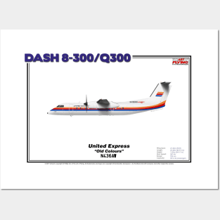 DeHavilland Canada Dash 8-300/Q300 - United Express "Old Colours" (Art Print) Posters and Art